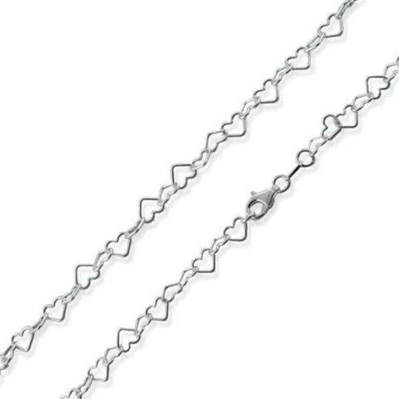 Italian Sterling Silver Heart Link 16” Chain 4.4mm New - Picture 3 of 4
